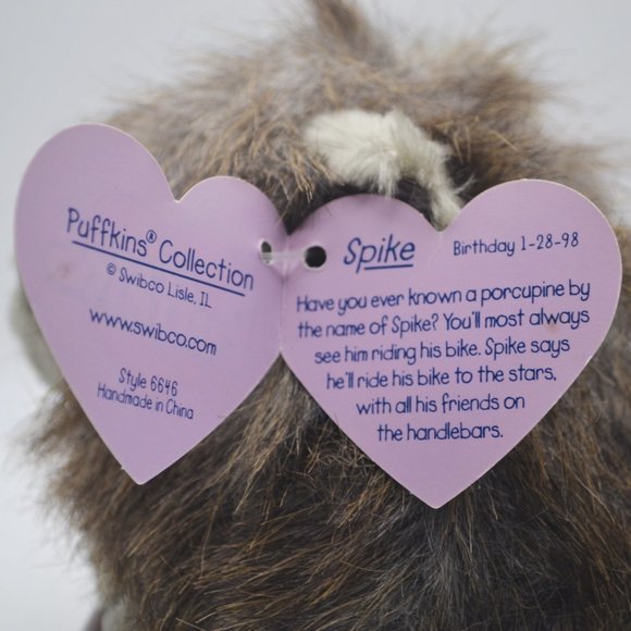 Spike the Porcupine Puffkins by Swibco Style 6646 Bean Bag Plush - Picture 7 of 8
